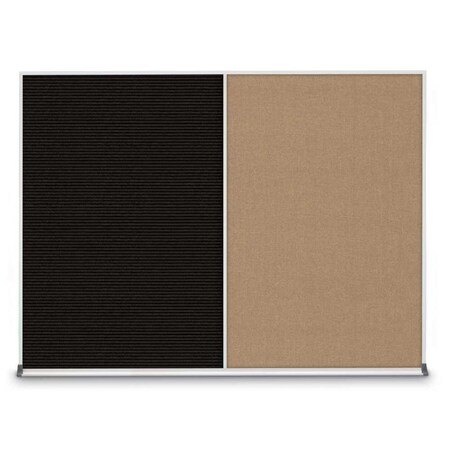 United Visual Products Triple Door Radius Corkboard, 96"X48", B UV8006-BLACK-PUMICE